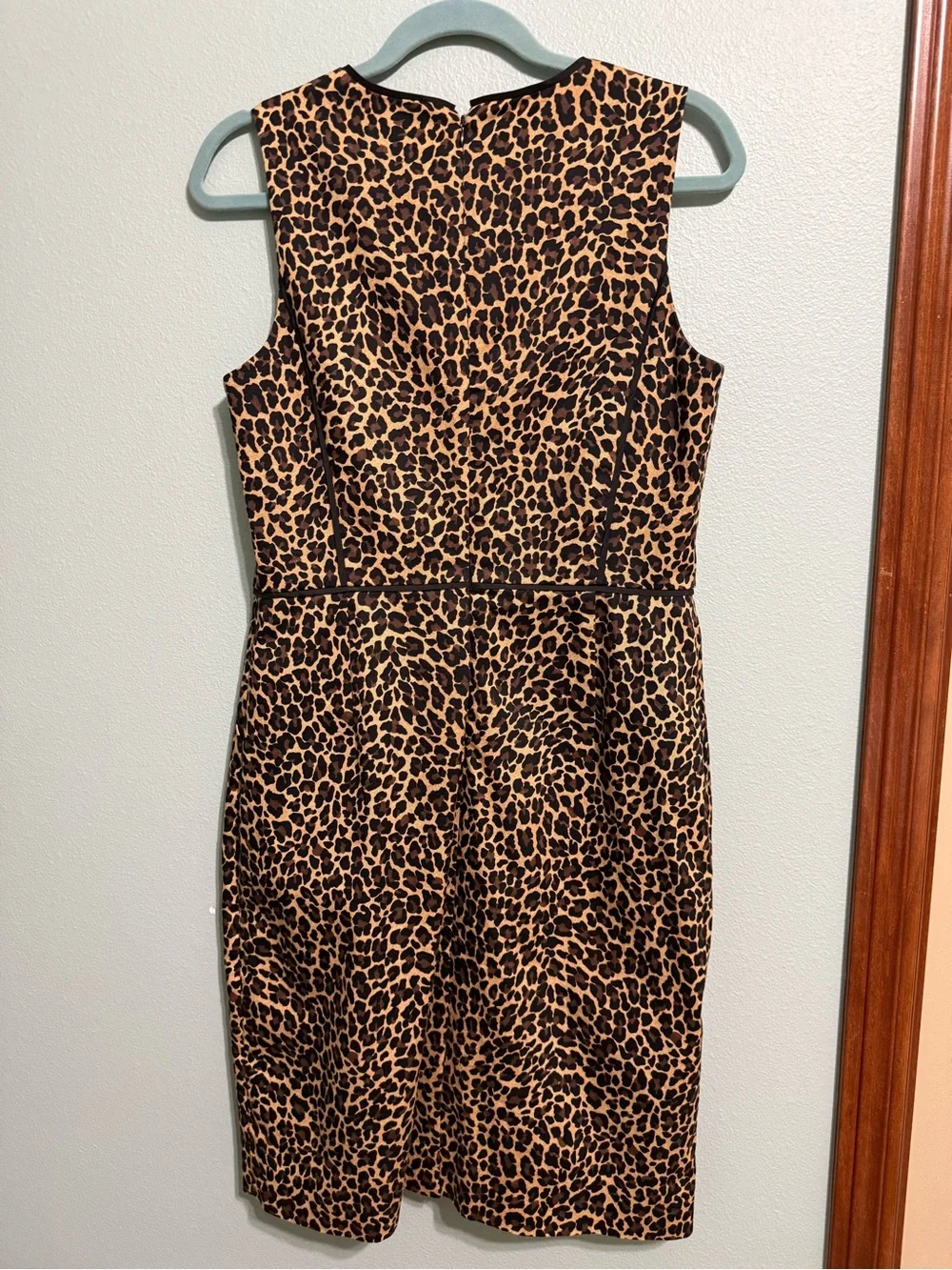J.Crew Sleeveless Leopard Print Bi-Stretch Cotton Sheath Dress Size 8